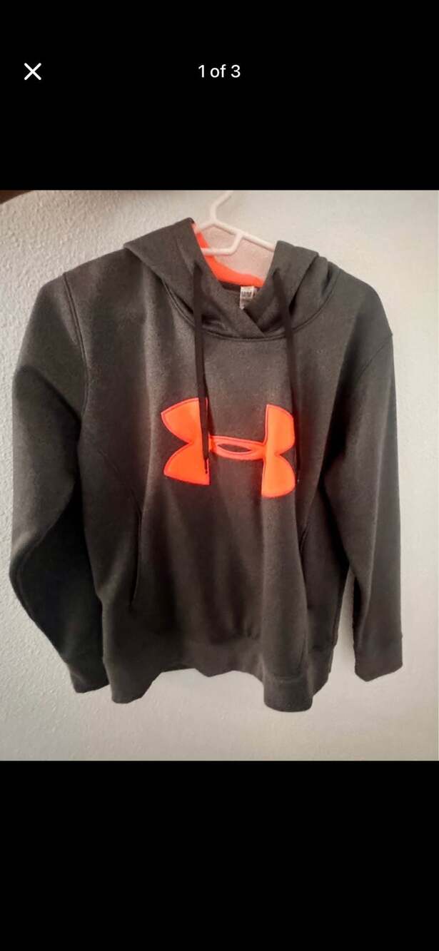 Under Armour ColdGear Hoodie Gray Neon Orange Size MD/M Boys